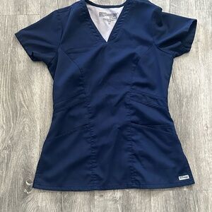 Grey’s Anatomy Barco Navy Scrub Top XS V-Neck Medical Uniform